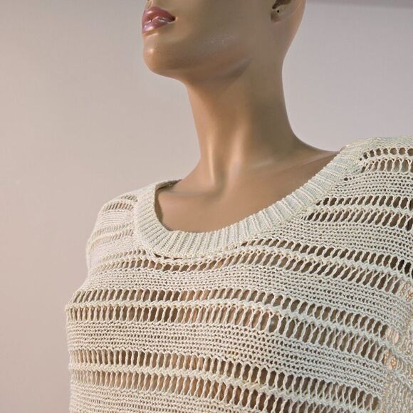 Cable And Gauge Women Boho Top Sz S/M Dolman Sleeve Crochet Open Knit Pullover - Picture 4 of 9